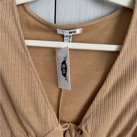 Amuse Society Tan Button-Front Long Sleeve Dress - Picture 3 of 4